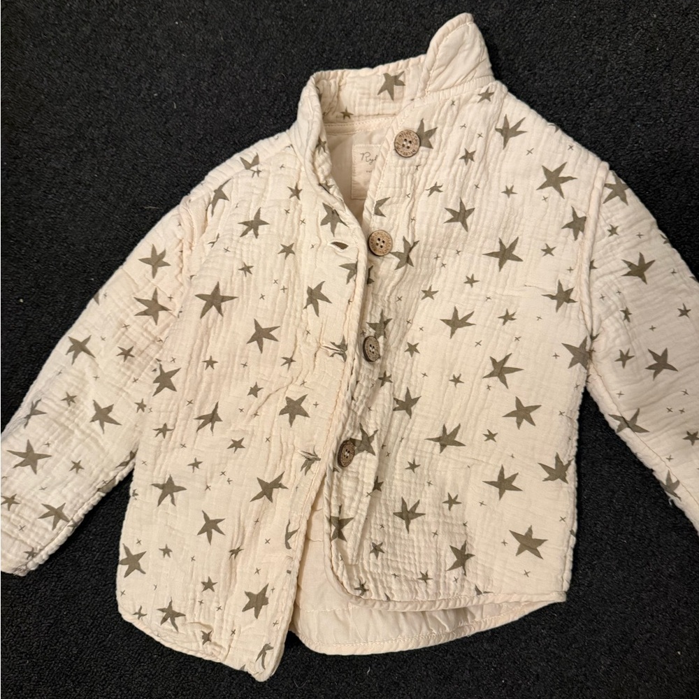 Rylee Cru Kids Quilted Star Print Jacket - Cream size 2-3T